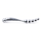 Stainless steel beaded dildo on a clean white background
