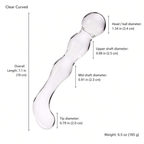 Clear curved glass dildo dimensions and weight