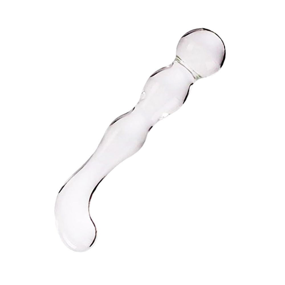 Clear curved contoured glass dildo
