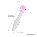 Bullet heart-handle glass dildo dimensions and weight
