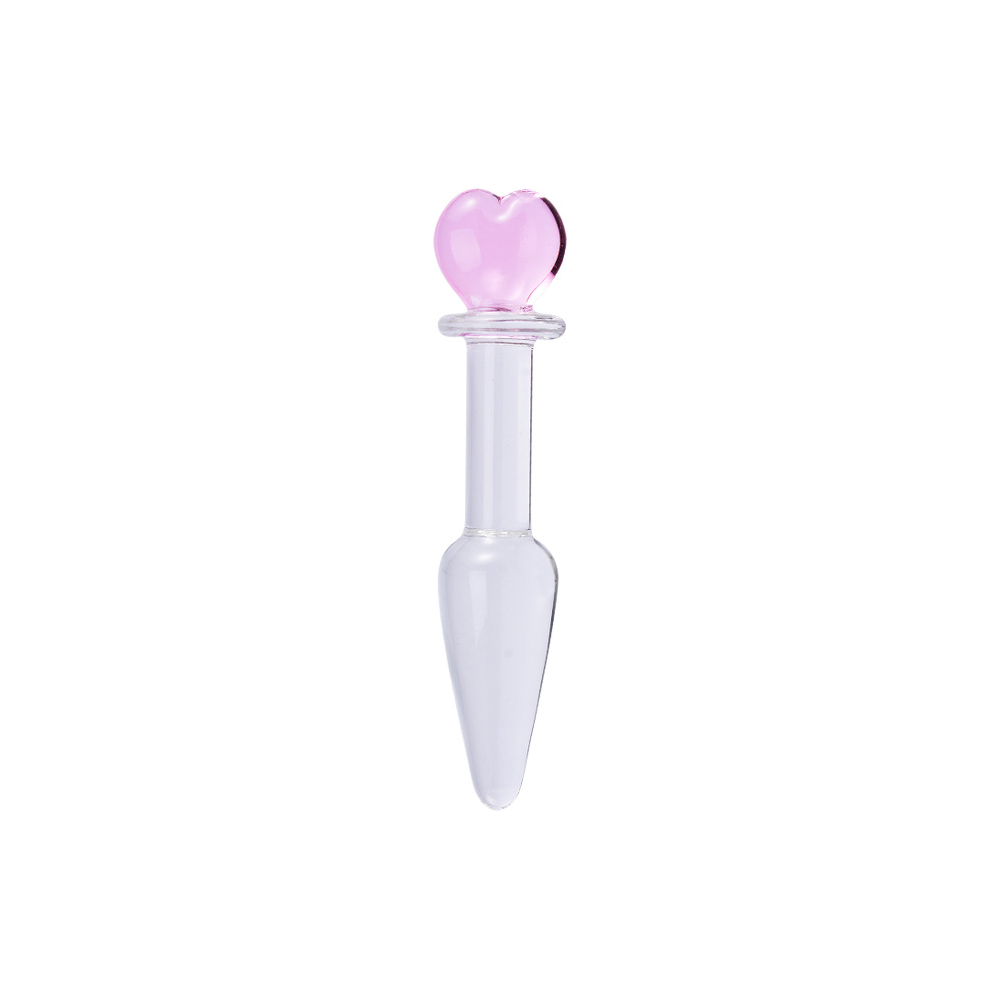 Bullet heart-handle glass dildo