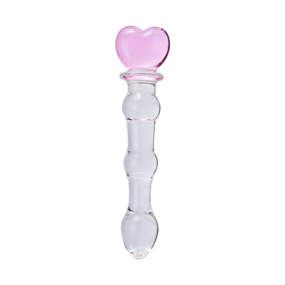 Large heart-handle glass dildo