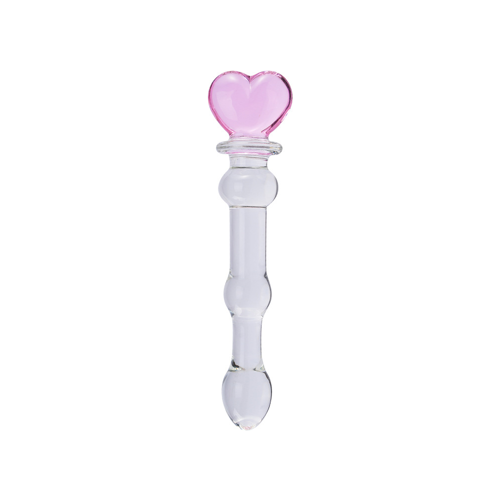 Small heart-handle glass dildo