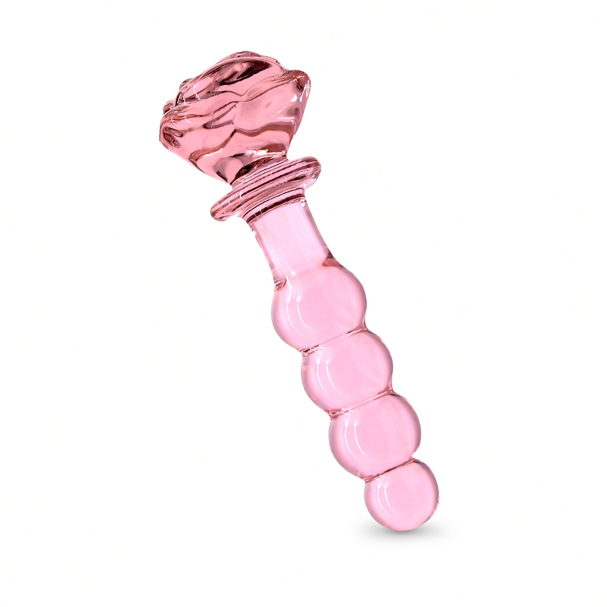 Rose-handle glass dildo beaded profile