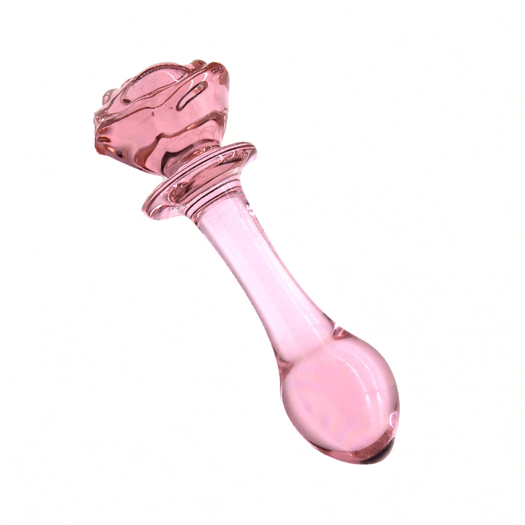Rose-handle glass dildo bullet profile