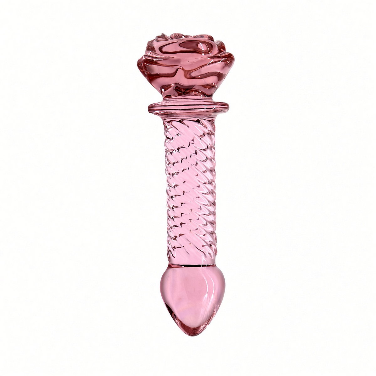Rose-handle glass dildo ripple profile