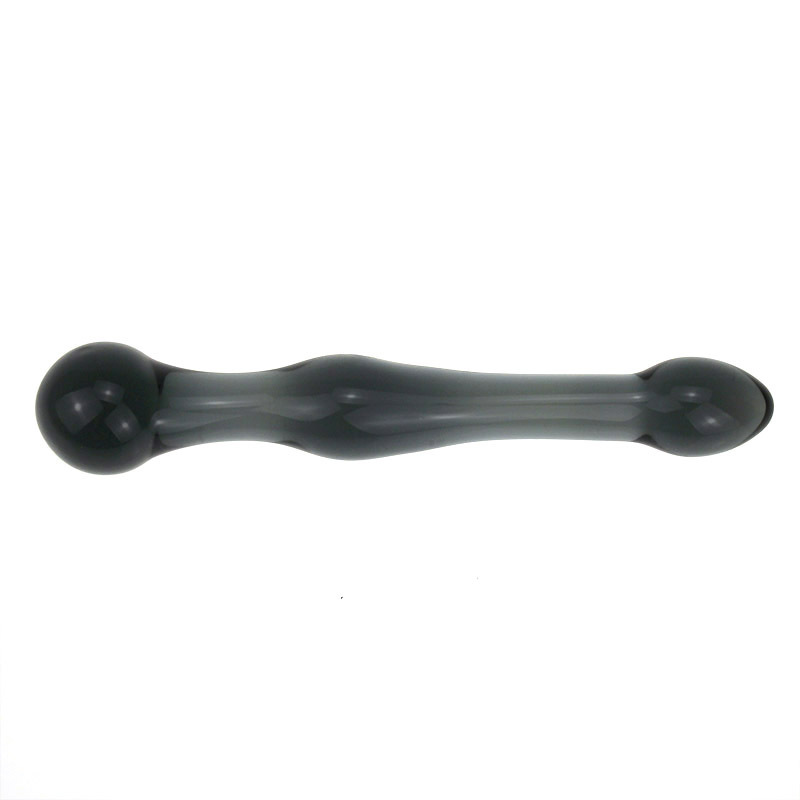 Black double-ended glass dildo with rounded ends