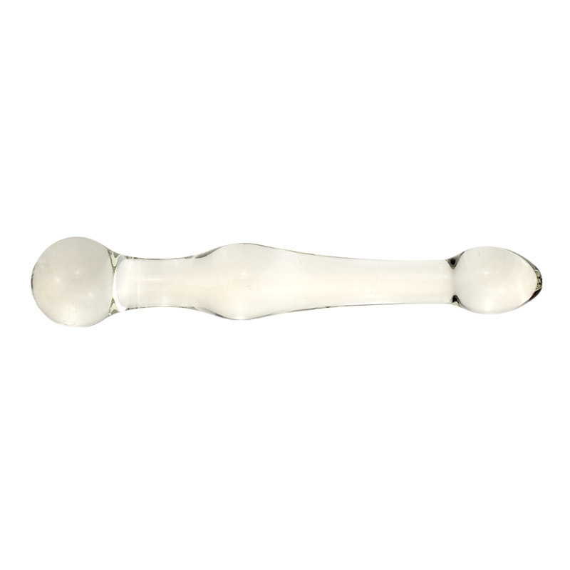 Clear double-ended glass dildo with rounded ends