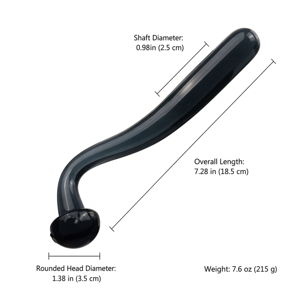 Black curved glass dildo dimensions and weight
