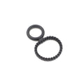 Black spiral textured dual-loop silicone cock ring