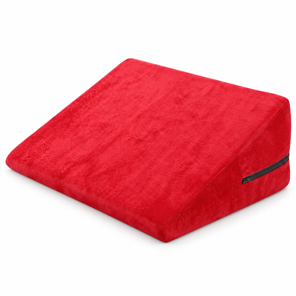 Red velvet-texture sex positioning wedge pillow on white background