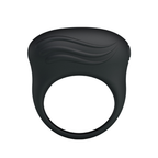 Black textured silicone vibrating ring, front view showing opening