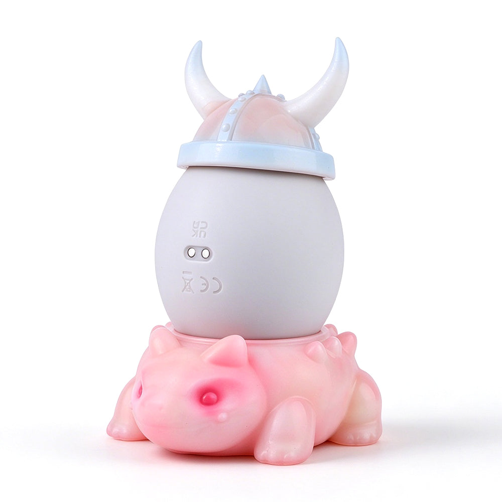 Light gray dragon-inspired massager assembled on original white background