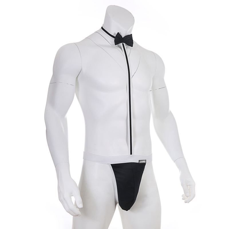 Black trim thong costume angled front