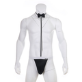 Black trim bow tie thong costume front