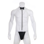 Black trim bow tie thong costume front