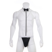 Men's Bow Tie Thong Costume with Open-Chest Strap