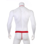 Red trim thong costume rear