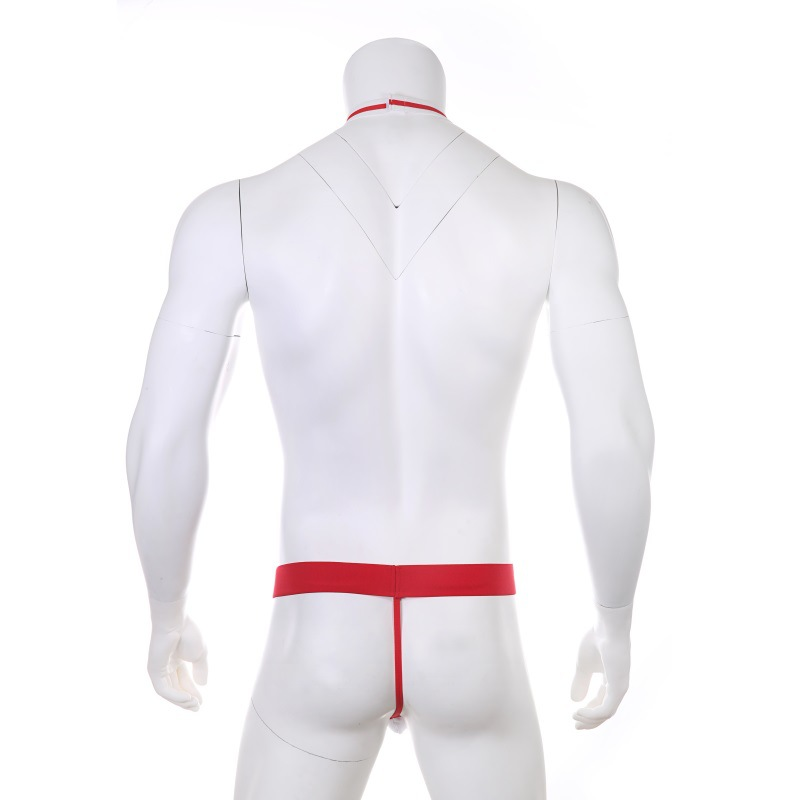 Red trim thong costume rear
