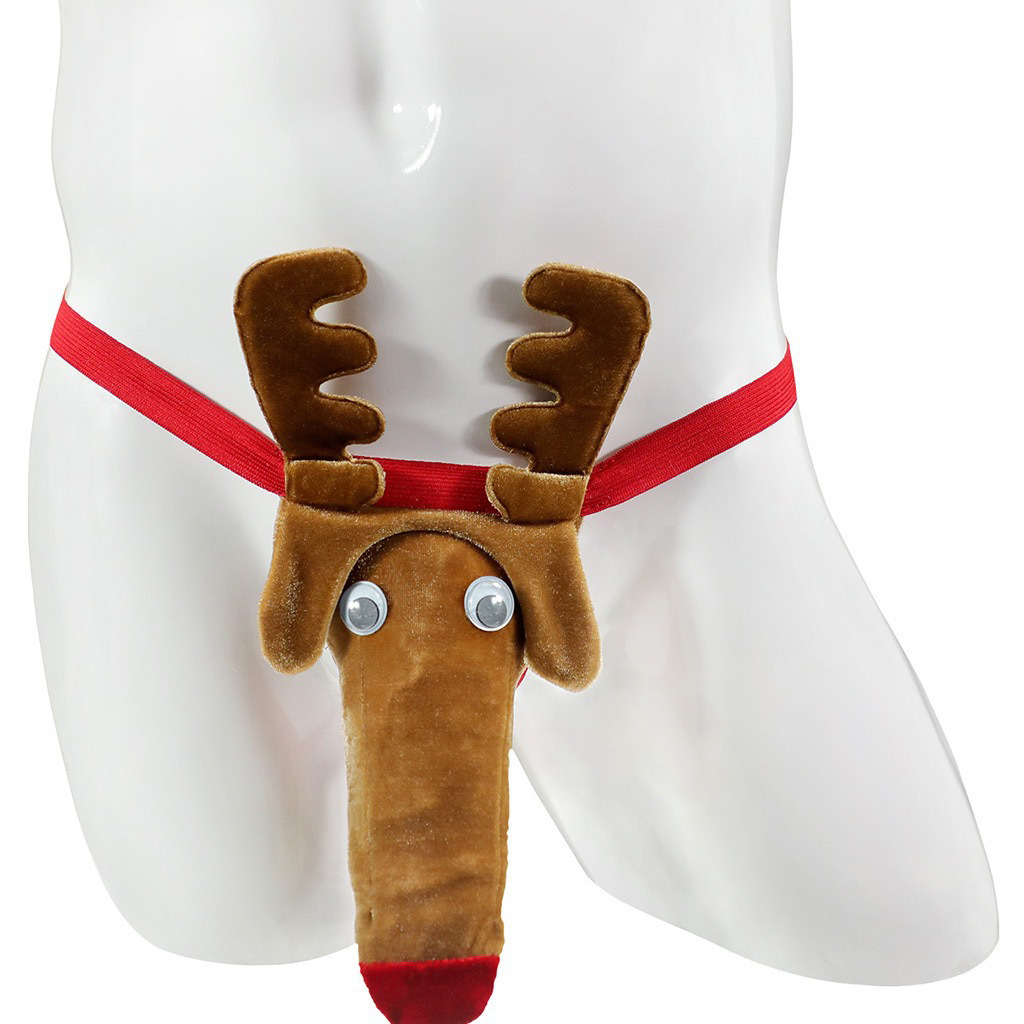 Reindeer thong front on a white display mannequin
