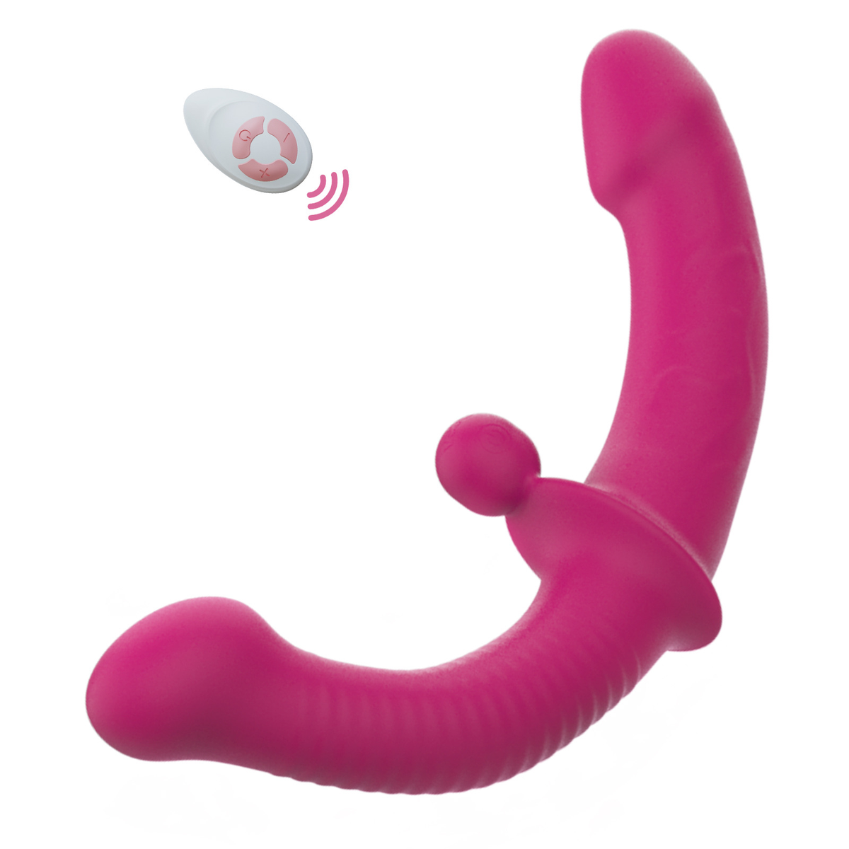 Berry curved dual-ended vibrator with white wireless remote