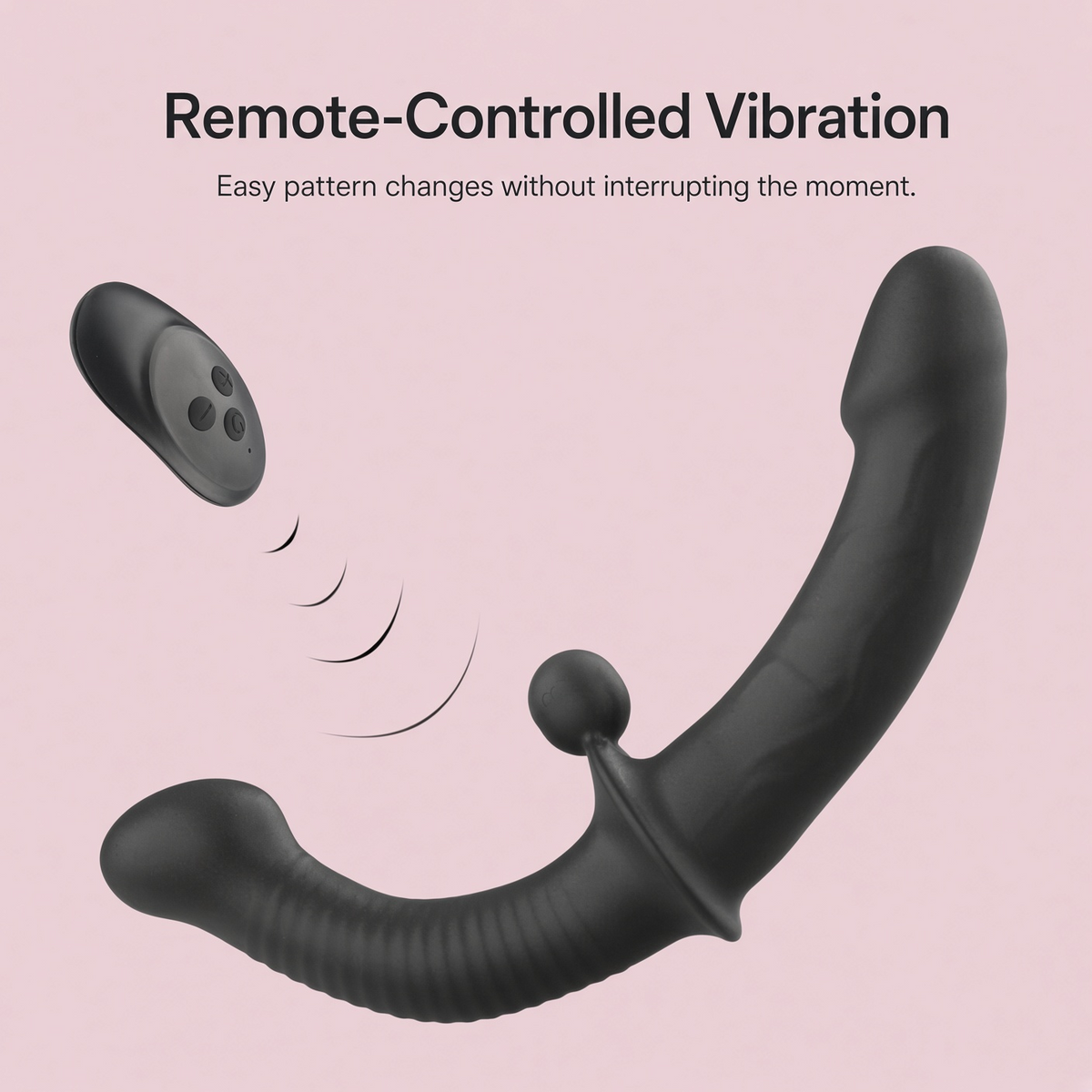 Black curved dual-ended vibrator with wireless remote control
