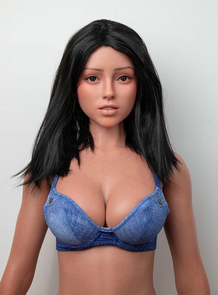 Customizable silicone doll shown with wig option 4