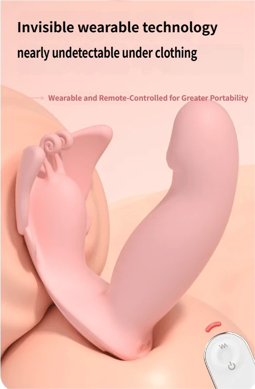 Butterfly Wearable Remote Internal Egg Vibrator displayed on skin, showcasing invisible and remote-controlled design for discreet use.