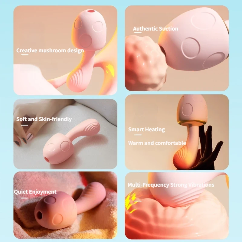 Mushroom Warm Suction Vibrator-G-Spot Massage