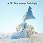 Mermaid Flapping Vibrator with Tail Percussion displayed in a serene beach setting for a unique gift experience.