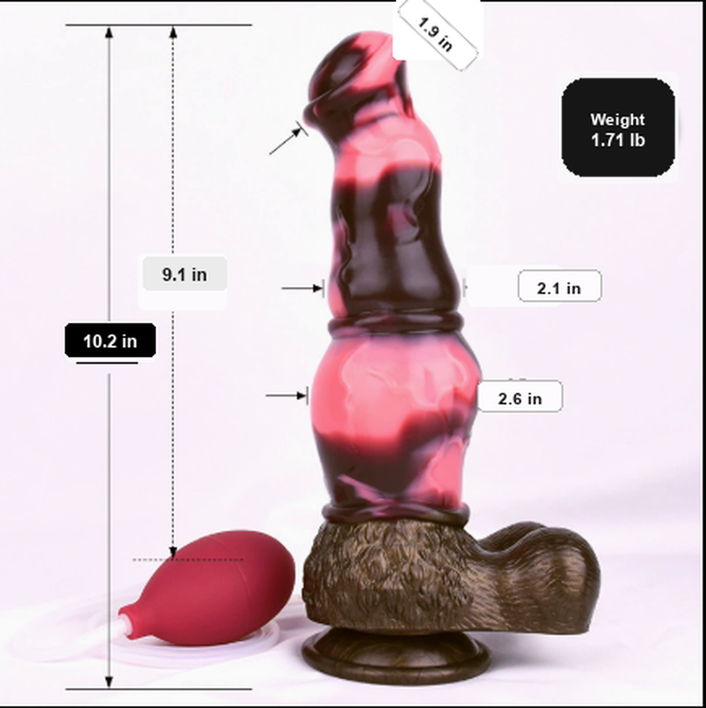 Silicone pump intimate massager size and weight reference chart