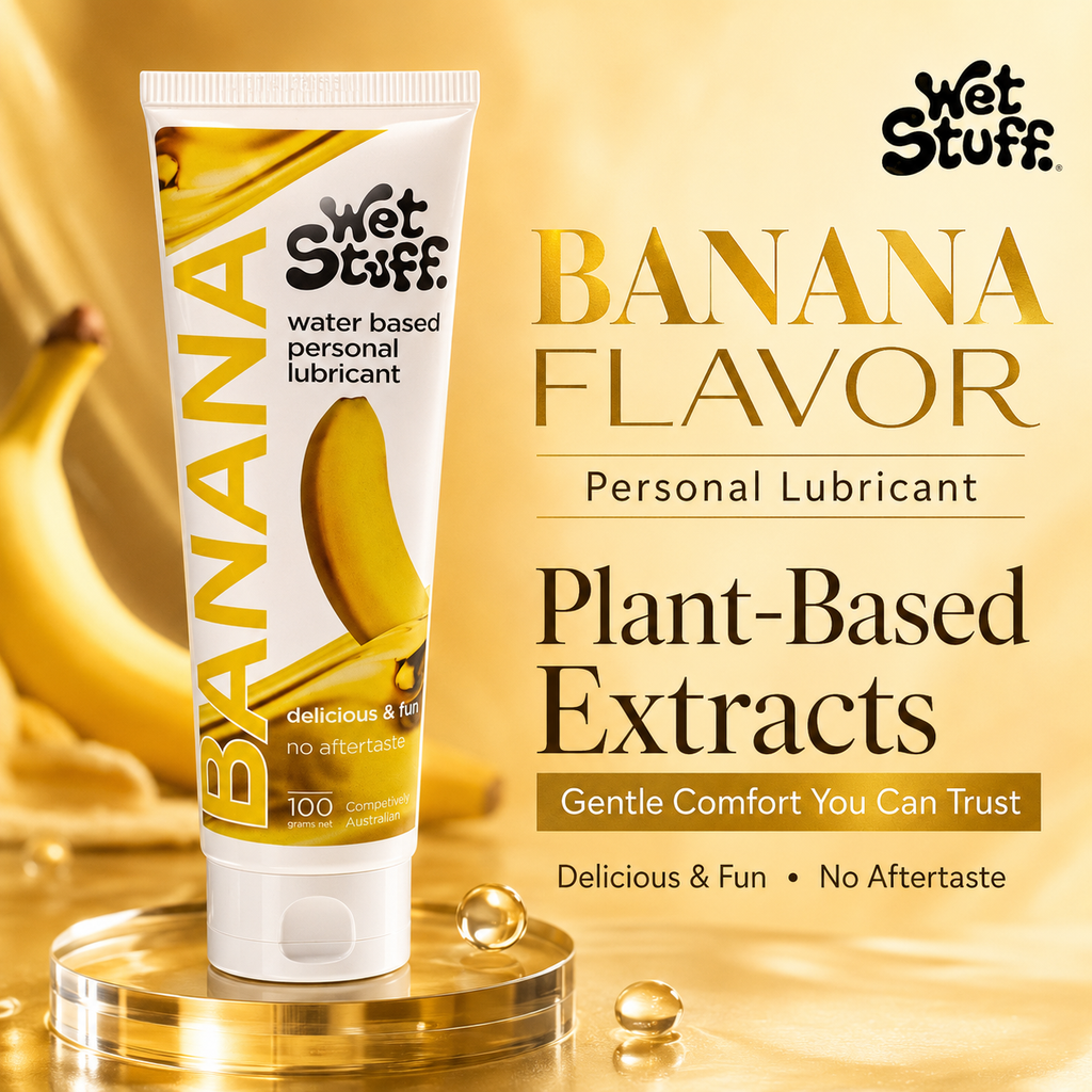 Banana Water-Based Edible Lubricant Wet Stuff - Sweet banana silky smooth 100g Australian