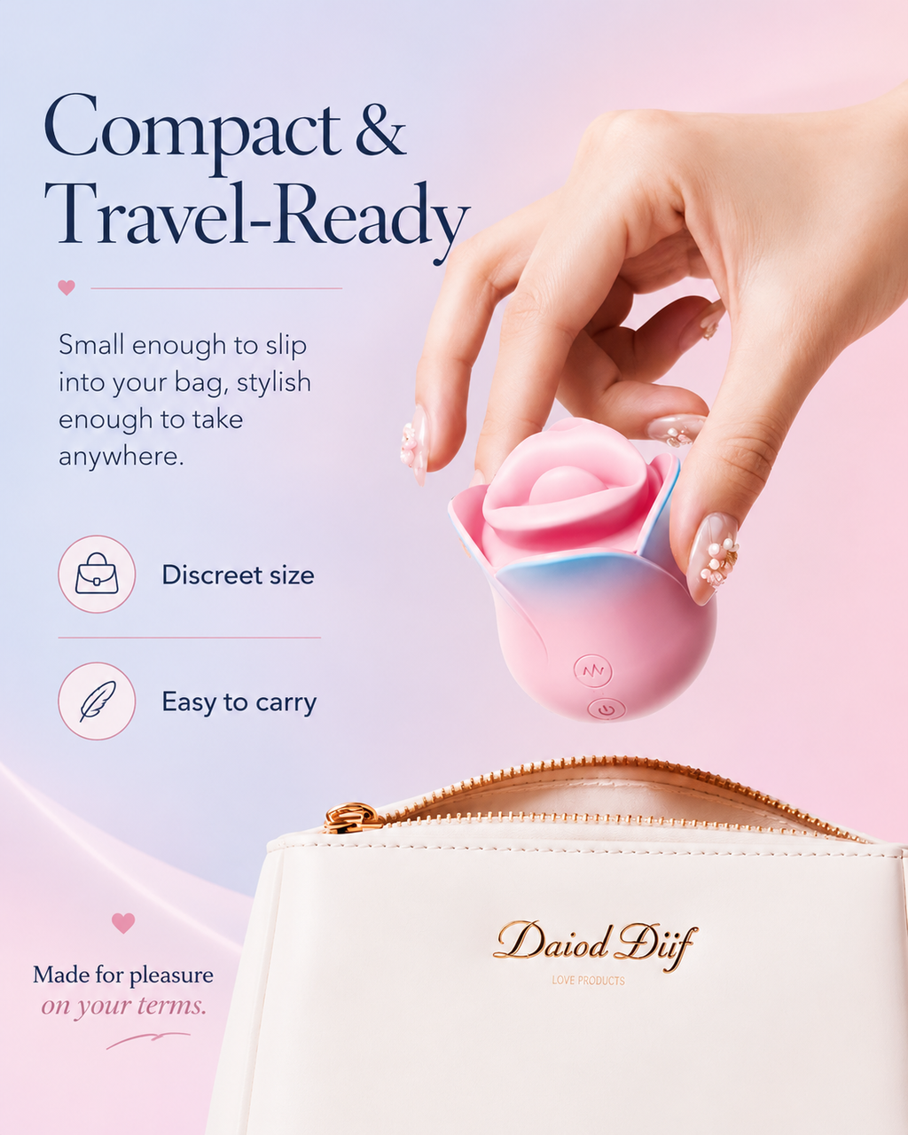 Pink Blue Rose Heated Tongue Clit Vibrator - External Use