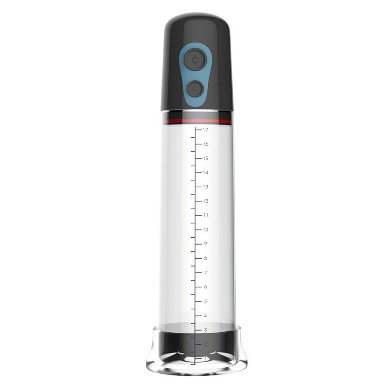 Black electric penis pump with graduated vacuum cylinder