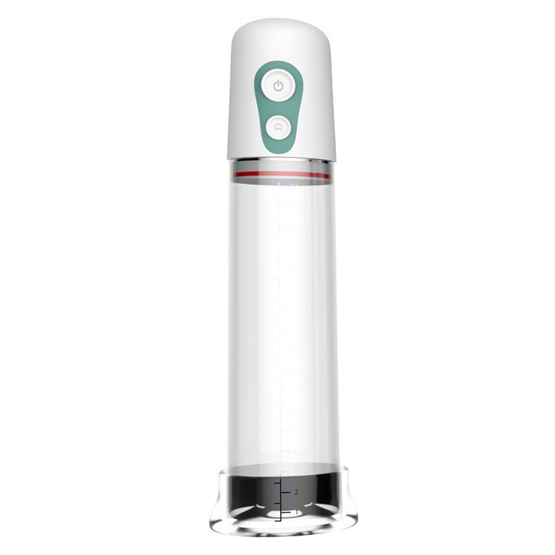 White electric penis pump with graduated vacuum cylinder