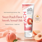 Peach Water-Based Personal Lubricant being squeezed onto hand showing silky smooth texture - Wet Stuff Peach Flavored Lubricant with long-lasting glide