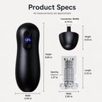 Automatic male masturbator product specifications with US dimensions in inches