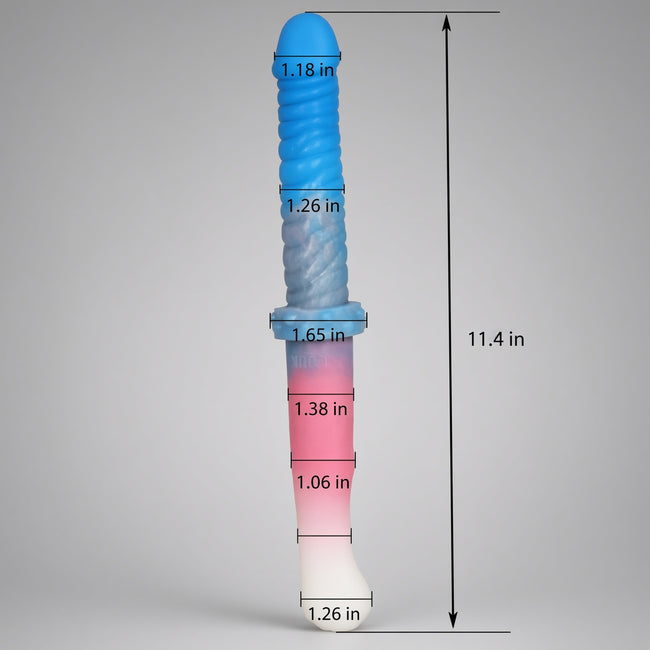 L7001 double-ended dildo size guide with inch measurements