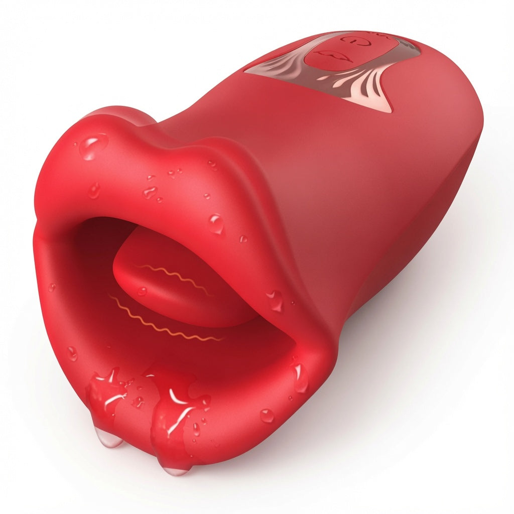 Red Lips Clitoral Vibrator Shaped with Tongue Pulsation