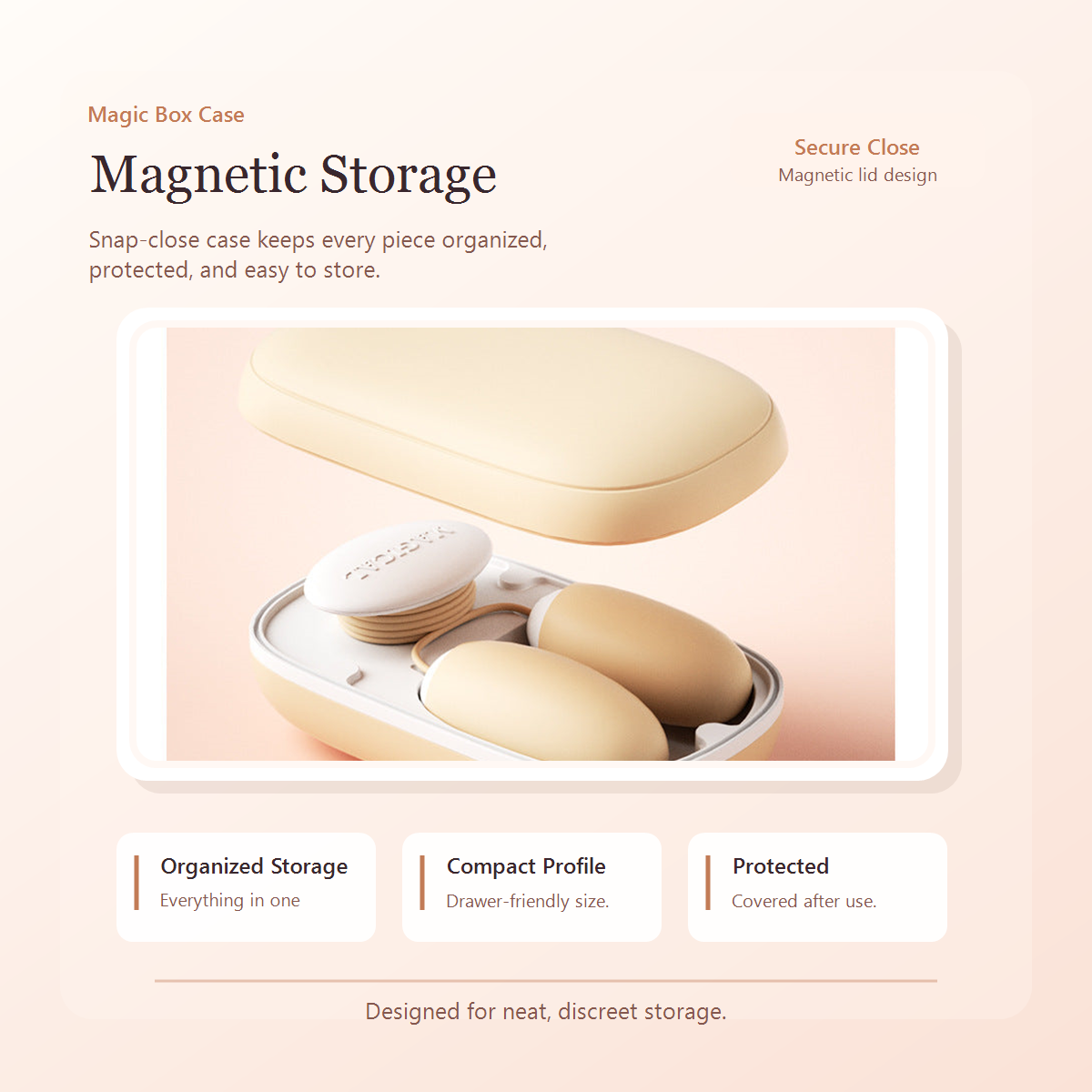 Magic Box vibrator magnetic storage case with compact organized design