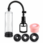 Manual pull penis pump kit with S M L rings and soft sleeve