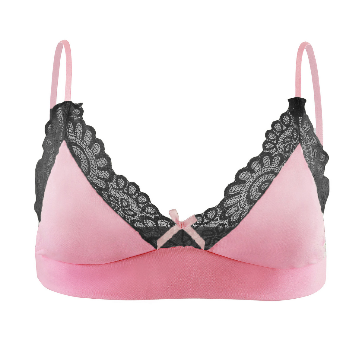 Men's floral lace bralette in black and pink