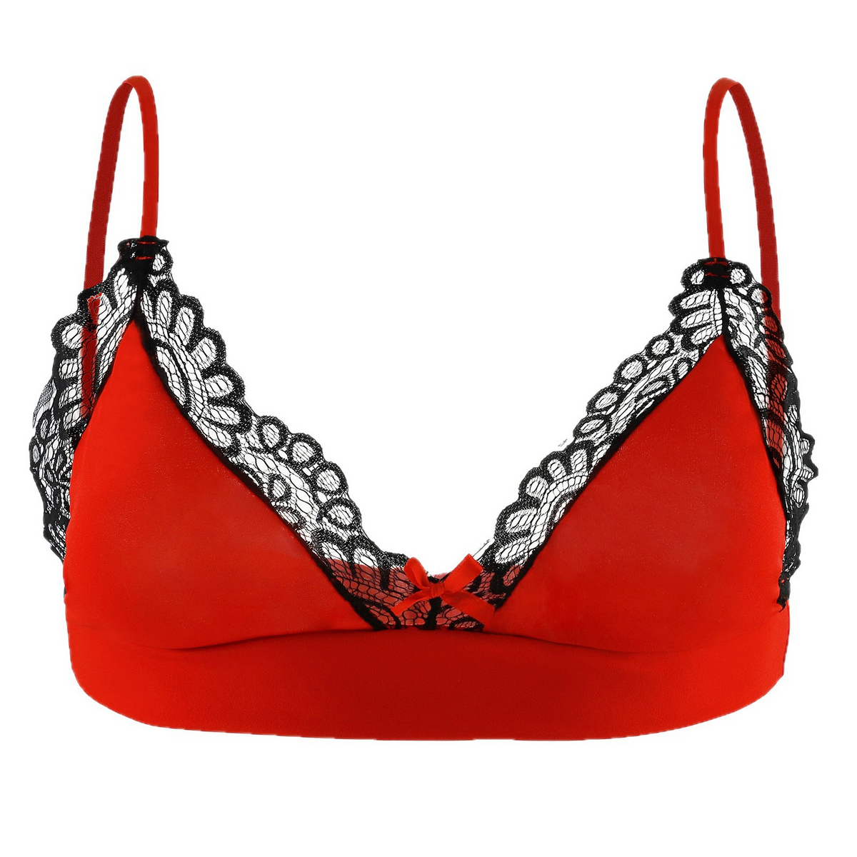 Men's floral lace bralette in black and red