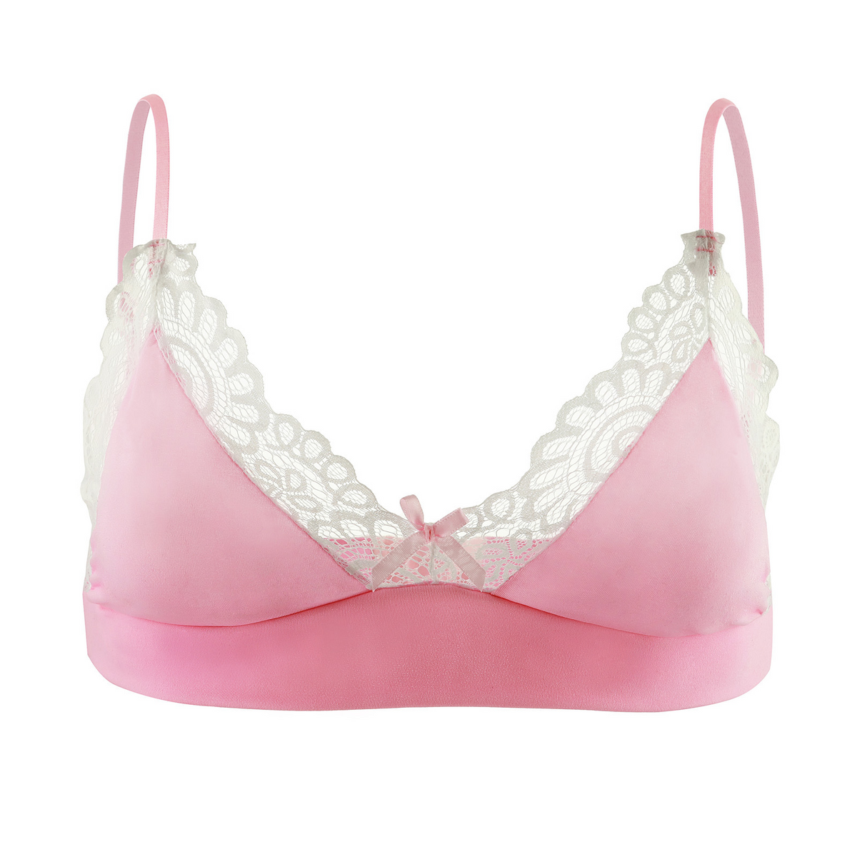 Men's floral lace bralette in pink and white
