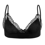 Men's floral lace bralette in pure black