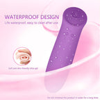 Mini Strong Bullet Vibrator showcasing waterproof design with droplets on a silicone surface.