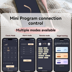 Mobile app screens showing mini vibrator connection and multiple control modes.