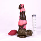 N5092 marbled silicone squirting dildo with syringe, squeeze bulb, and tubing