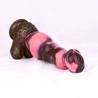 Close-up of the N5092 marbled silicone squirting dildo tip and liquid outlet