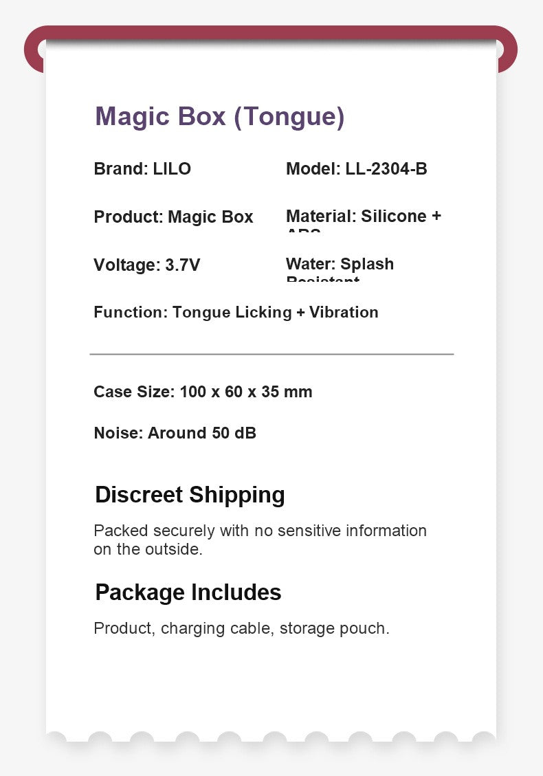 Pink Tongue Licking Magic Box Product Specifications